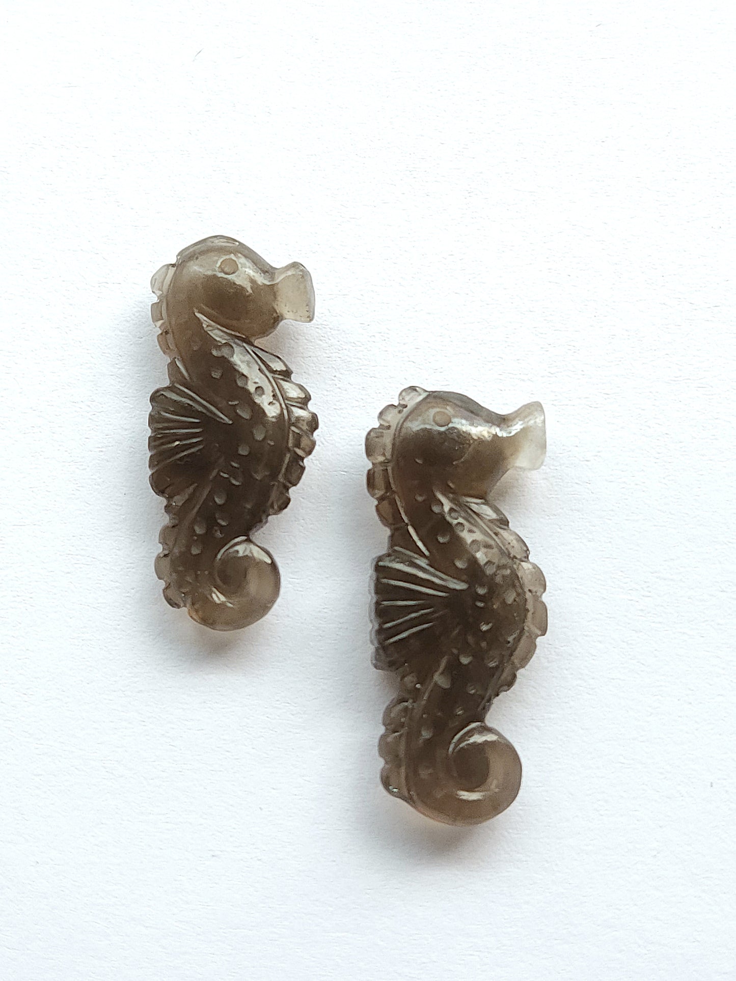 Natural Smoky Quartz Carved Sea Horse Gemstone | Fish Carvings