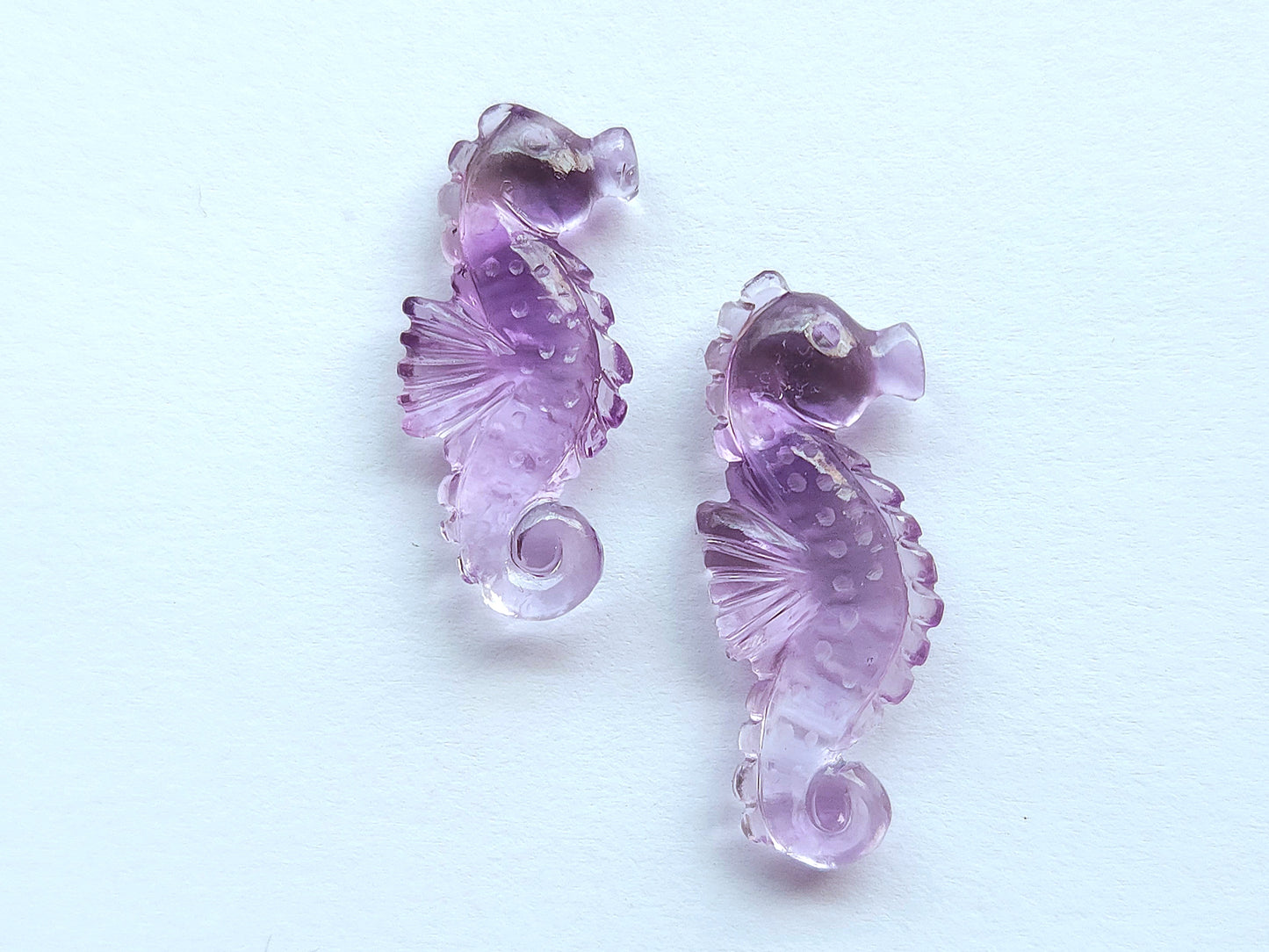 Natural Amethyst Carved Sea Horse | Amethyst Gemstone Carving | Pink Amethyst | 13x34 MM | Loose Carving for Pendants & Jewelry Making