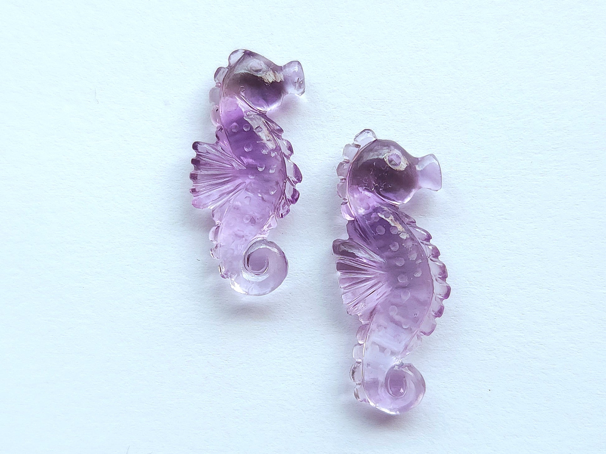 Natural Amethyst Carved Sea Horse | Amethyst Gemstone Carving | Pink Amethyst | 13x34 MM | Loose Carving for Pendants & Jewelry Making