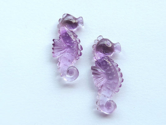 Natural Amethyst Carved Sea Horse | Amethyst Gemstone Carving | Pink Amethyst | 13x34 MM | Loose Carving for Pendants & Jewelry Making