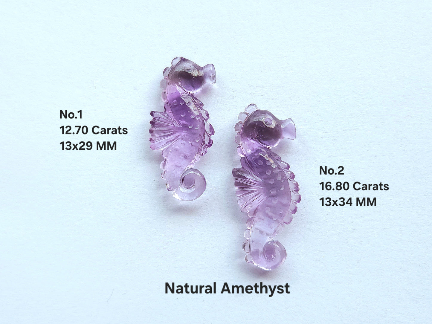 Natural Amethyst Carved Sea Horse Gemstone | Fish Carvings
