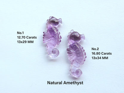 Natural Amethyst Carved Sea Horse Gemstone | Fish Carvings