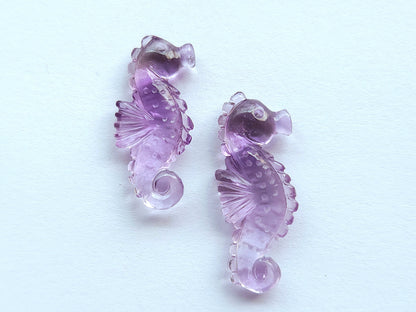 Natural Amethyst Carved Sea Horse Gemstone | Fish Carvings