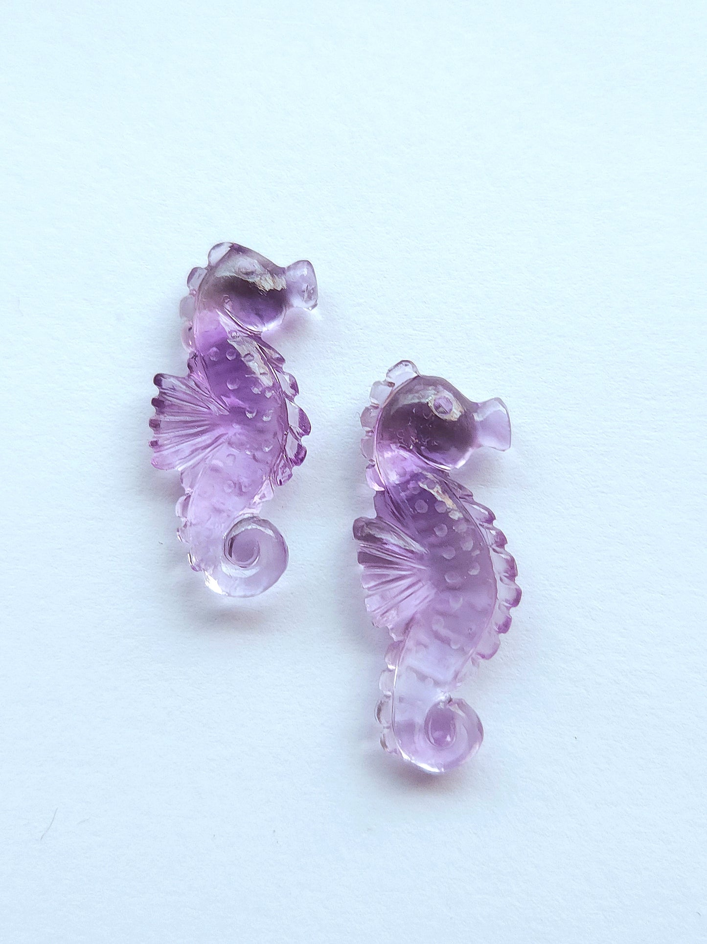Natural Amethyst Carved Sea Horse Gemstone | Fish Carvings