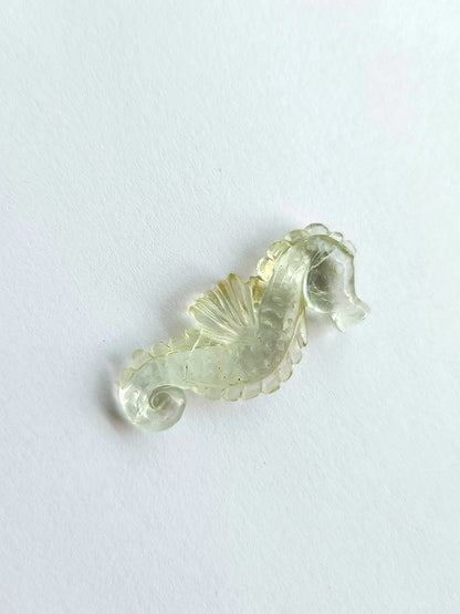 Natural Green Amethyst Carved Sea Horse Gemstone | Fish Carvings