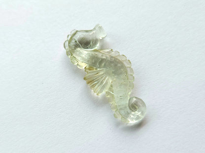 Natural Green Amethyst Carved Sea Horse Gemstone | Fish Carvings