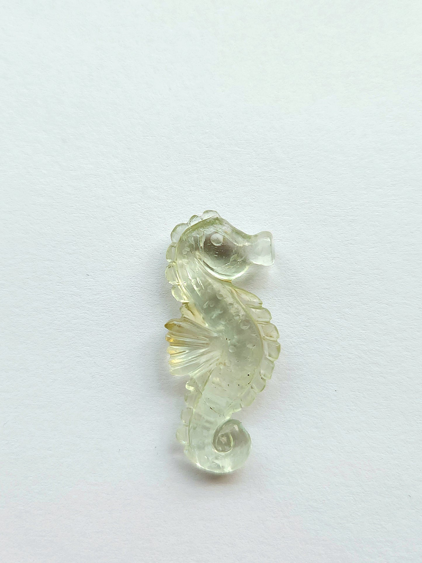 Natural Green Amethyst Carved Sea Horse Gemstone | Fish Carvings