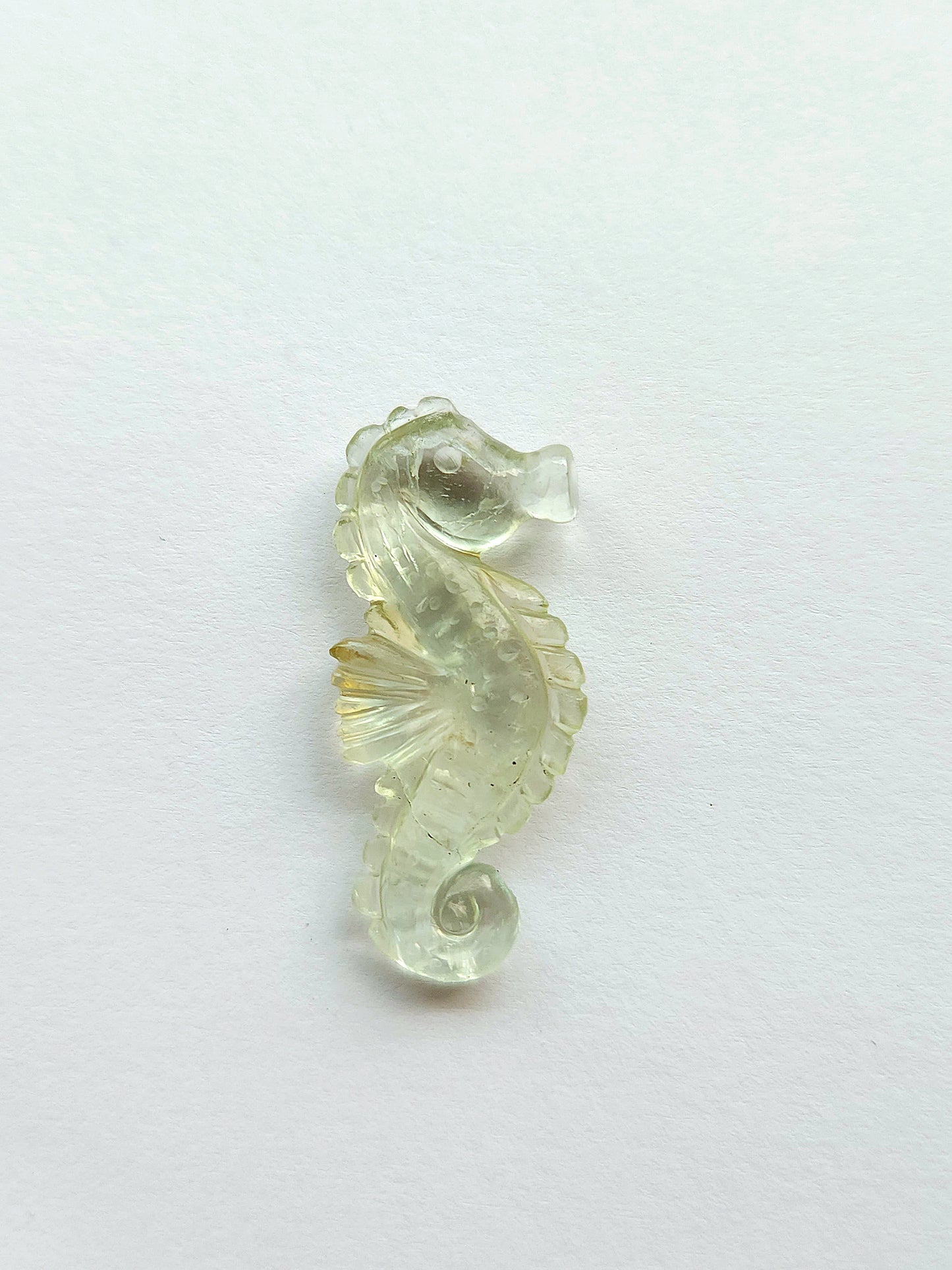 Natural Green Amethyst Carved Sea Horse Gemstone | Fish Carvings