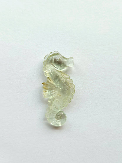 Natural Green Amethyst Carved Sea Horse Gemstone | Fish Carvings