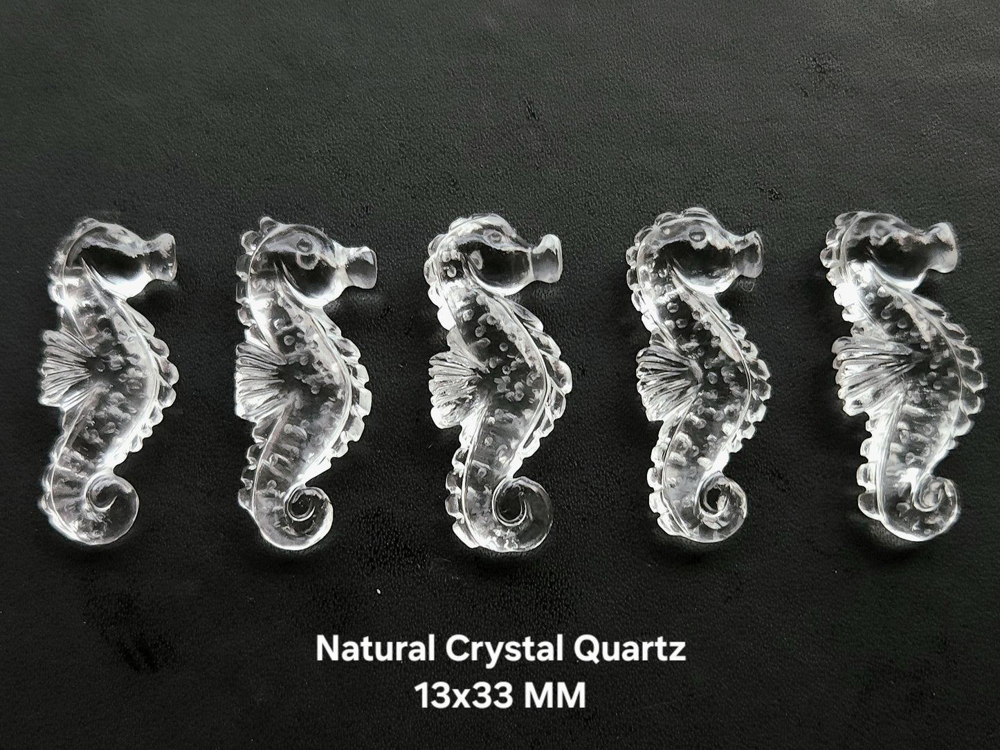 Natural Crystal Quartz Carved Sea Horse | Crystal Gemstone Carving | 13x33 MM | Clear-Quartz Loose Carving for Pendants & Jewelry Making