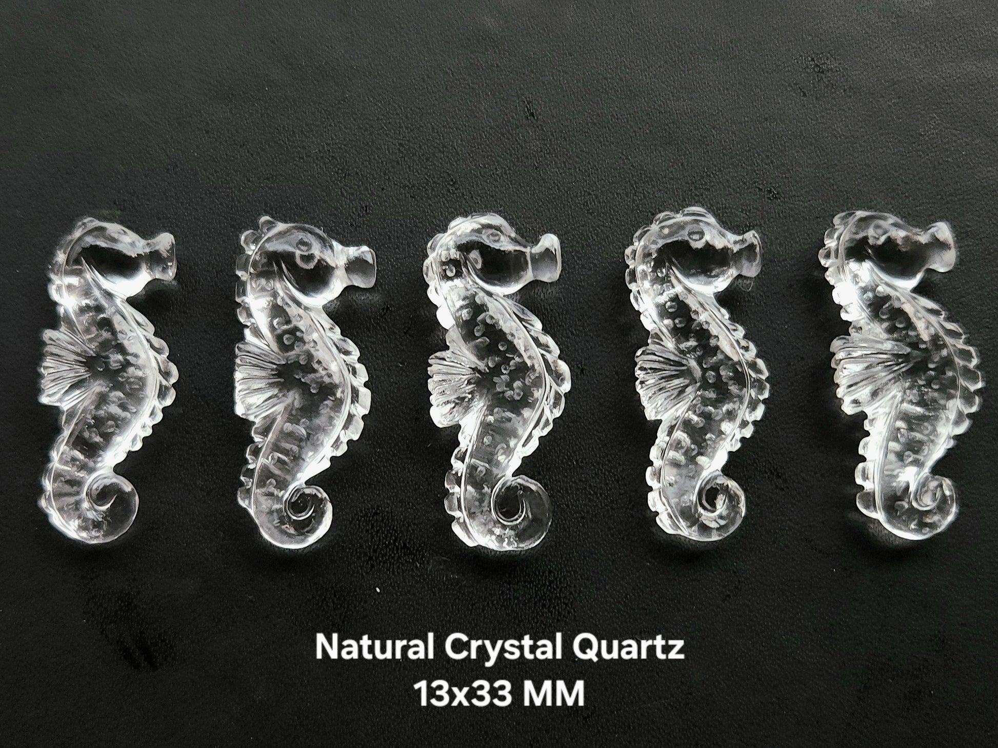 Natural Crystal Quartz Carved Sea Horse | Crystal Gemstone Carving | 13x33 MM | Clear-Quartz Loose Carving for Pendants & Jewelry Making