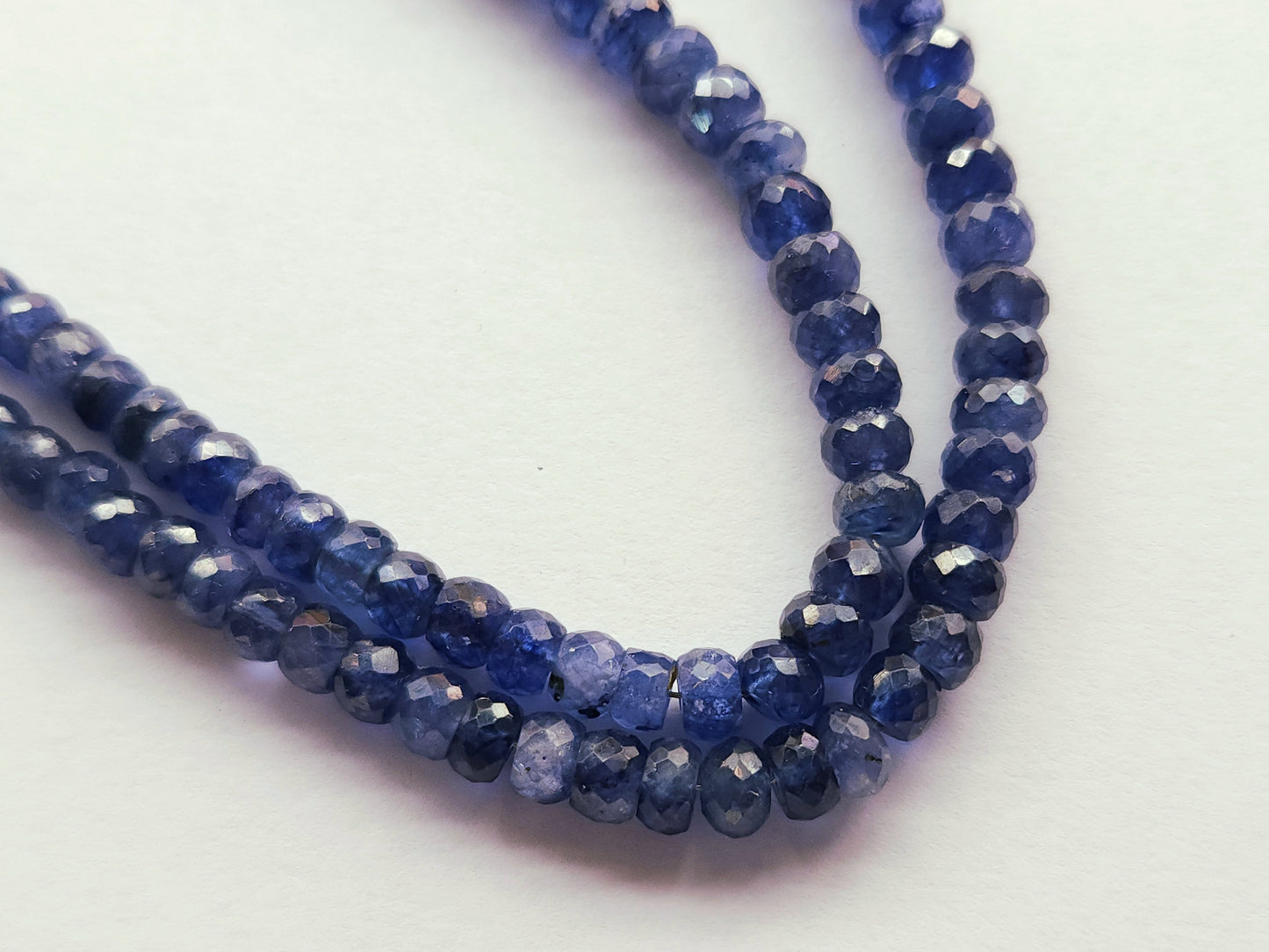 Natural Blue Sapphire Faceted Rondelle Beads | Glass-Filled Blue Sapphire Gemstone Beads