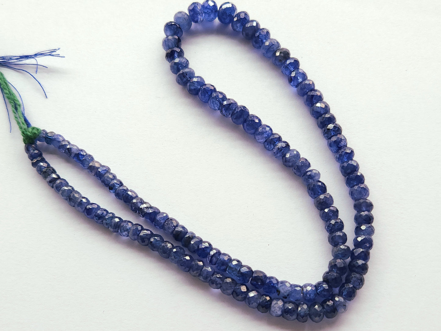 Natural Blue Sapphire Faceted Rondelle Beads | Glass-Filled Blue Sapphire Gemstone Beads