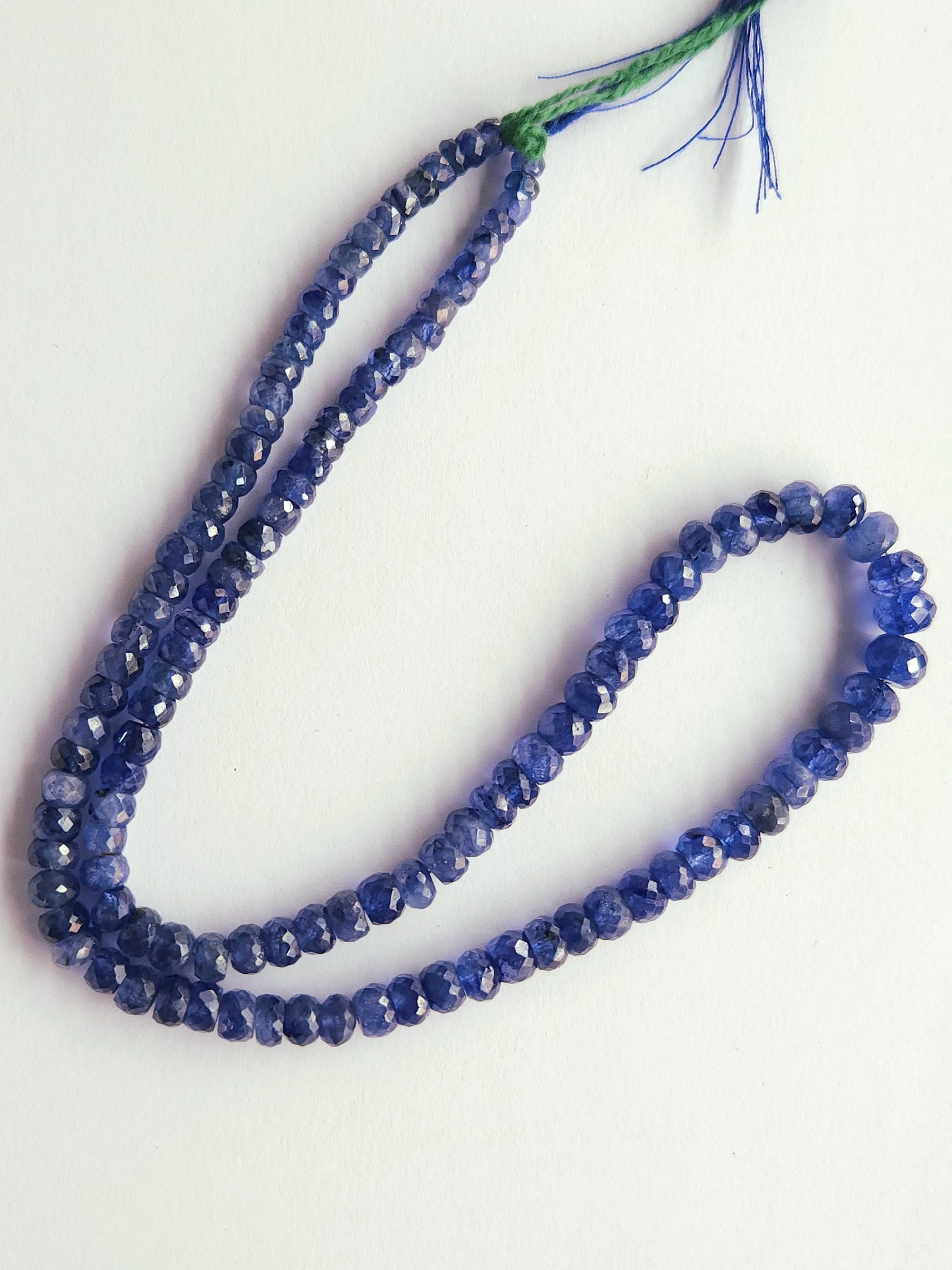 Natural Blue Sapphire Faceted Rondelle Beads | Glass-Filled Blue Sapphire Gemstone Beads