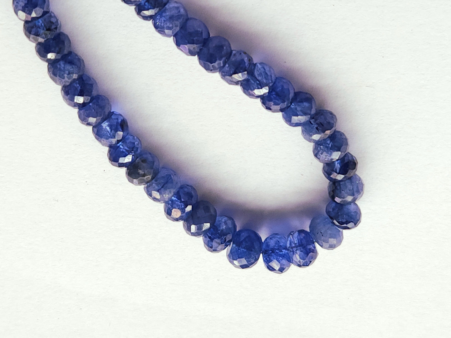 Natural Blue Sapphire Faceted Rondelle Beads | Glass-Filled Blue Sapphire Gemstone Beads