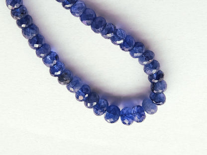 Natural Blue Sapphire Faceted Rondelle Beads | Glass-Filled Blue Sapphire Gemstone Beads