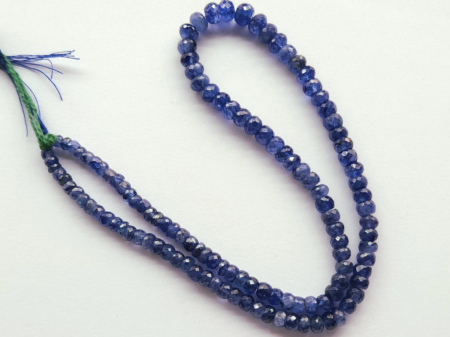 Natural Blue Sapphire Faceted Rondelle Beads | Glass-Filled Blue Sapphire Gemstone Beads