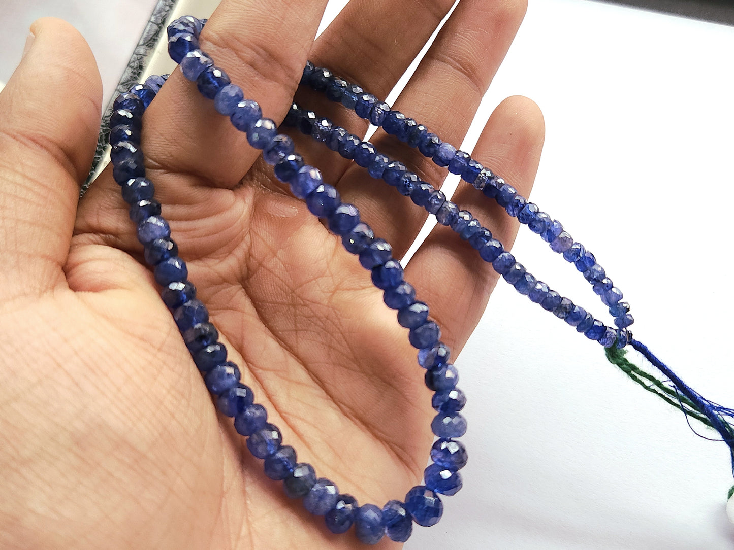 Natural Blue Sapphire Faceted Rondelle Beads | Glass-Filled Blue Sapphire Gemstone Beads