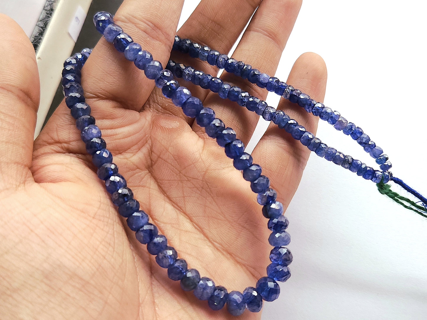 Natural Blue Sapphire Faceted Rondelle Beads | Glass-Filled Blue Sapphire Gemstone Beads