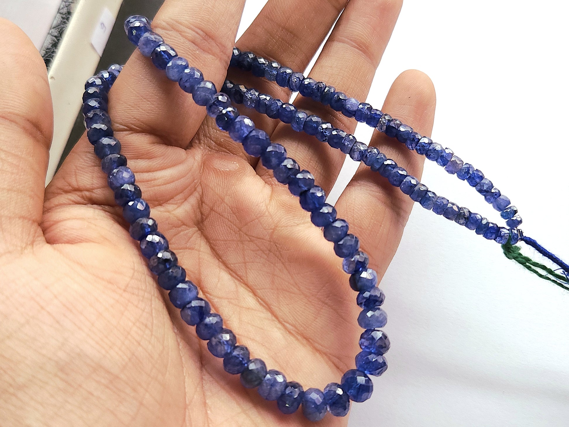 Natural Blue Sapphire Faceted Rondelle Beads | Glass-Filled Blue Sapphire Gemstone Beads