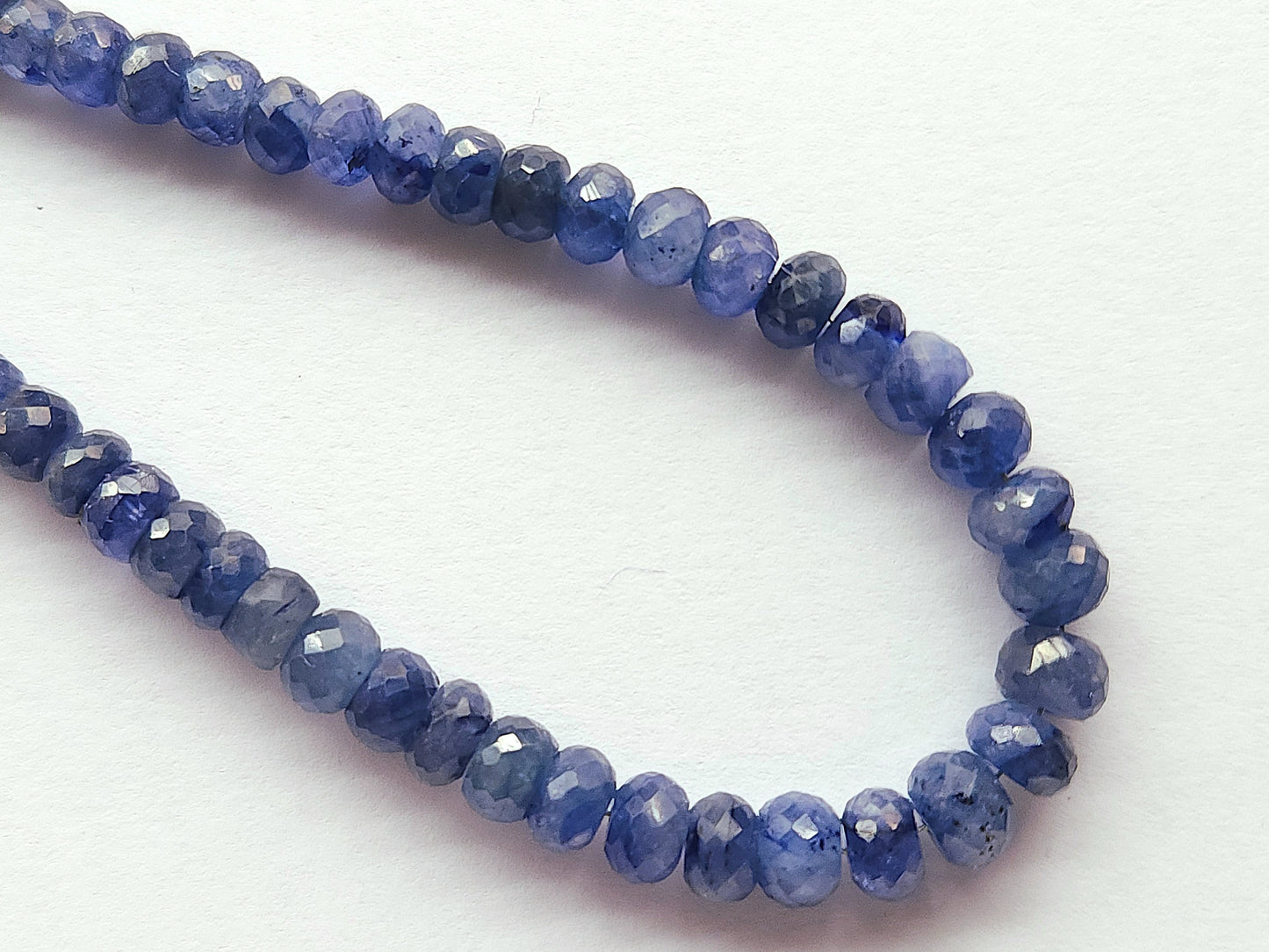Natural Blue Sapphire Faceted Rondelle Beads | Glass-Filled Blue Sapphire Gemstone Beads