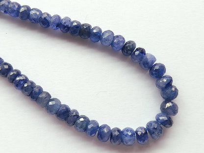 Natural Blue Sapphire Faceted Rondelle Beads | Glass-Filled Blue Sapphire Gemstone Beads