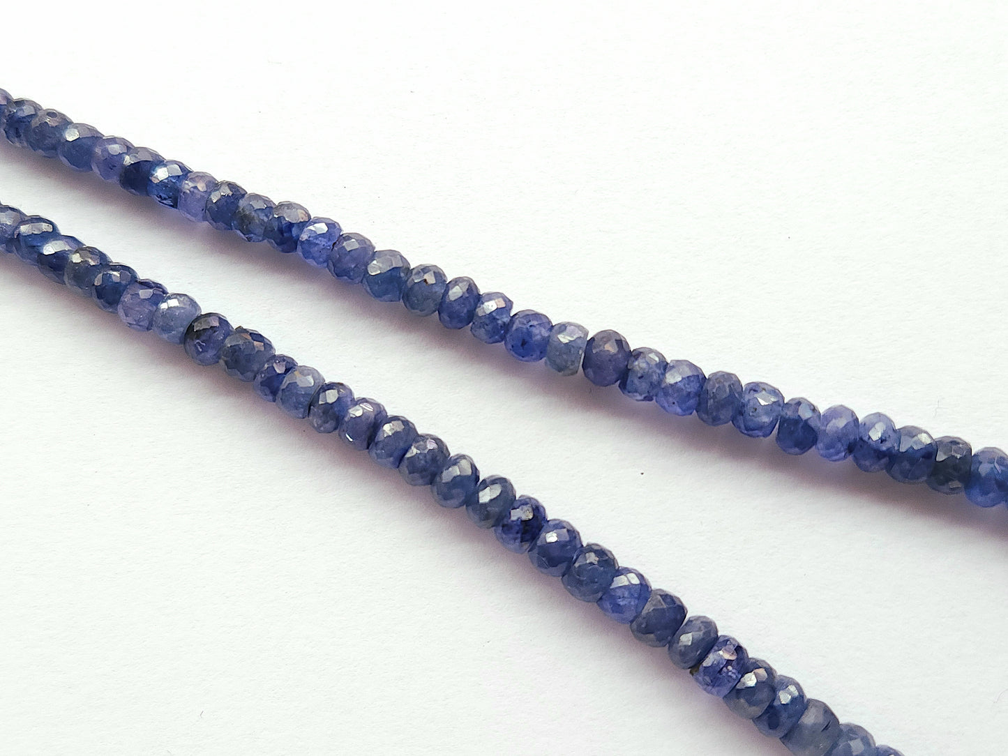 Natural Blue Sapphire Faceted Rondelle Beads | Glass-Filled Blue Sapphire Gemstone Beads