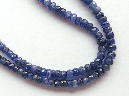 Natural Blue Sapphire Faceted Rondelle Beads | Glass-Filled Blue Sapphire Gemstone Beads