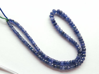 Natural Blue Sapphire Faceted Rondelle Beads | Glass-Filled Blue Sapphire Gemstone Beads