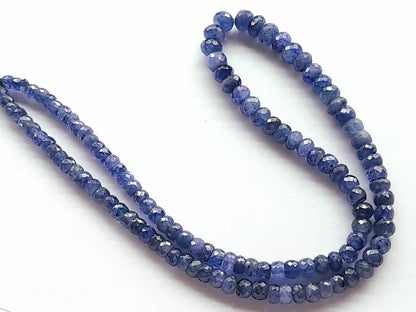 Natural Blue Sapphire Faceted Rondelle Beads | Glass-Filled Blue Sapphire Gemstone Beads