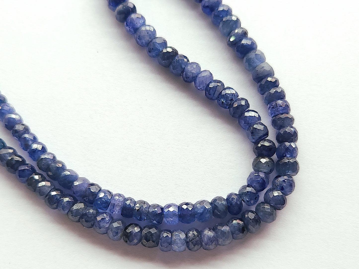 Natural Blue Sapphire Faceted Rondelle Beads | Glass-Filled Blue Sapphire Gemstone Beads