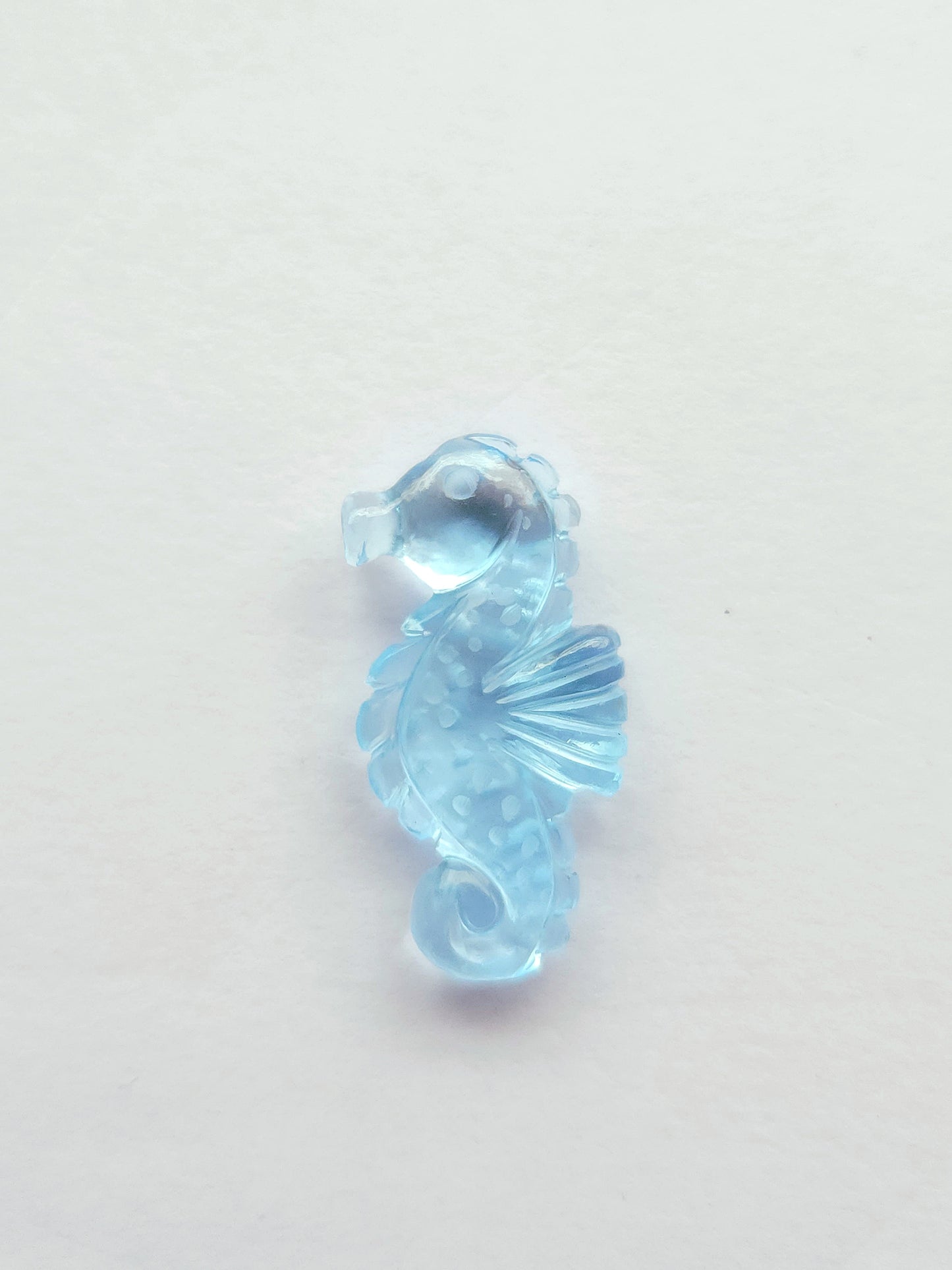 Natural Blue Topaz Carved Sea Horse Gemstone | Fish Carvings