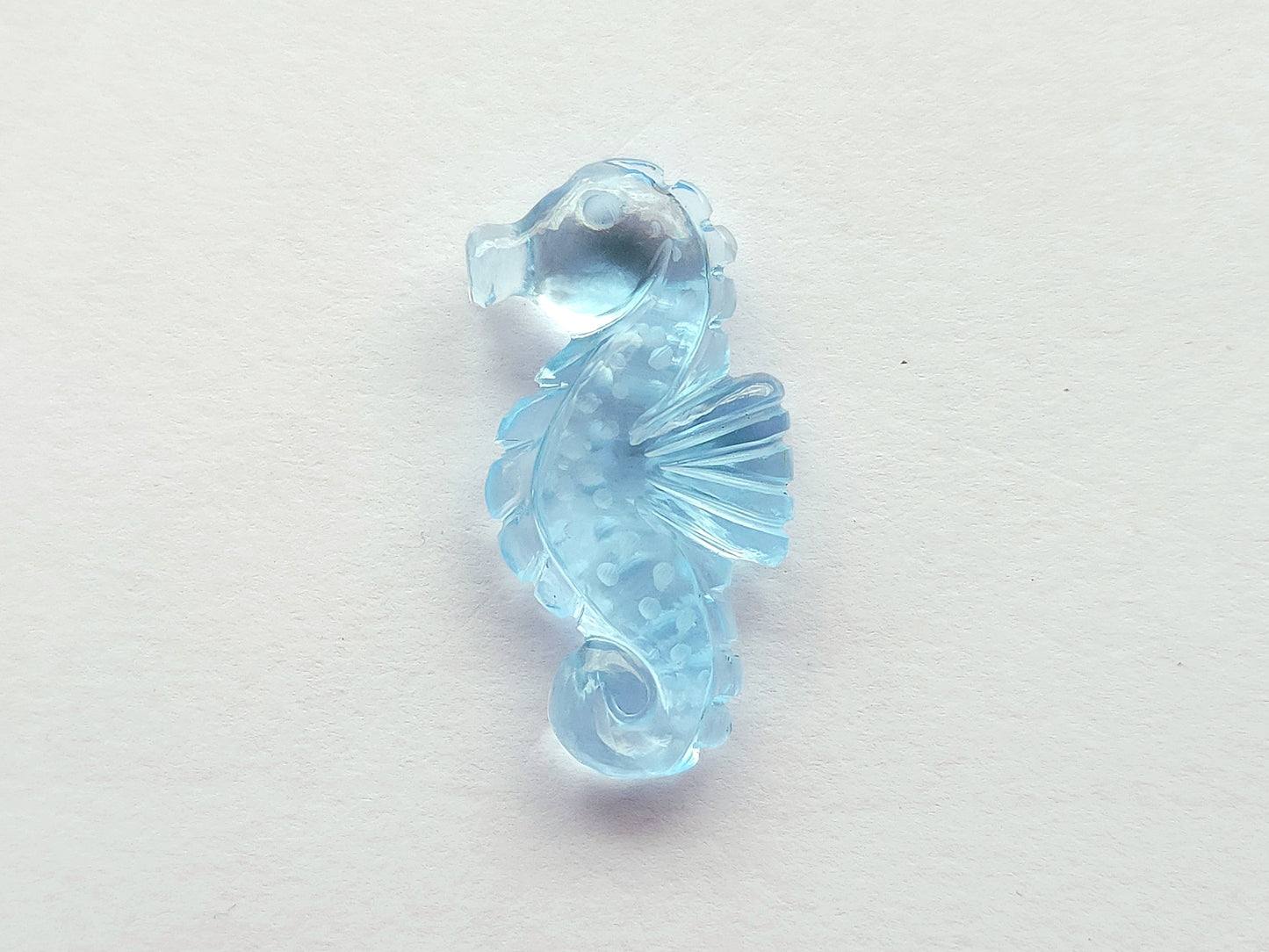 Natural Blue Topaz Carved Sea Horse Gemstone | Fish Carvings