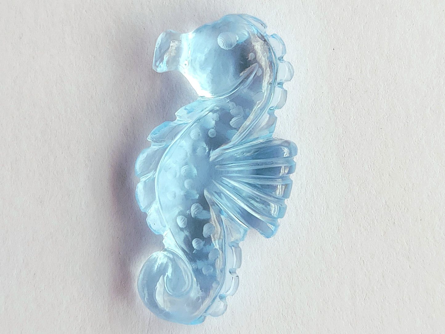 Natural Blue Topaz Carved Sea Horse Gemstone | Fish Carvings