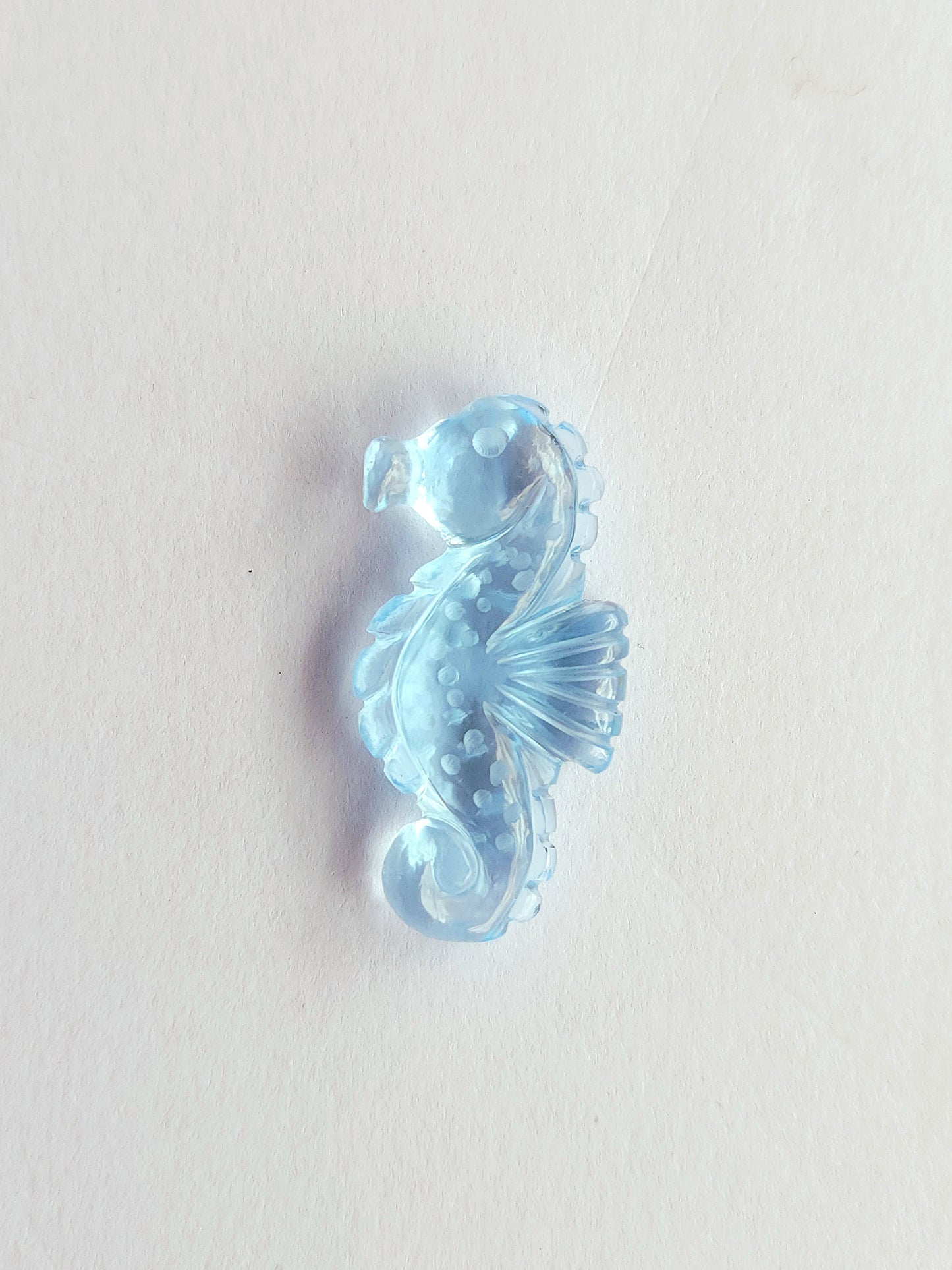 Natural Blue Topaz Carved Sea Horse Gemstone | Fish Carvings