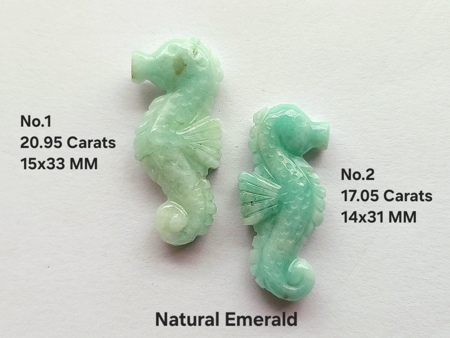 Natural Emerald Carved Sea Horse Gemstone | Fish Carvings