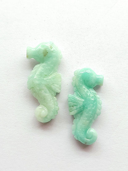 Natural Emerald Carved Sea Horse Gemstone | Fish Carvings