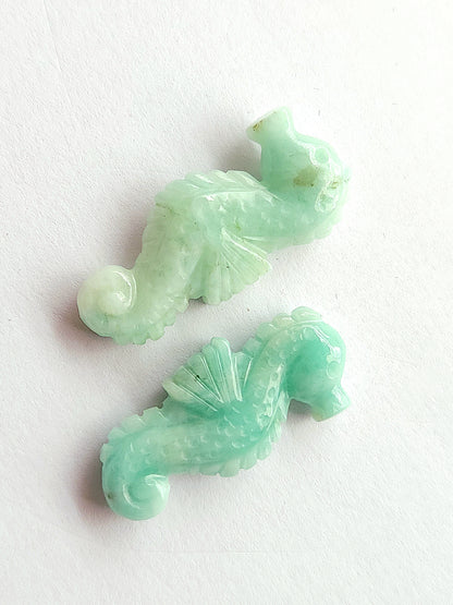 Natural Emerald Carved Sea Horse Gemstone | Fish Carvings