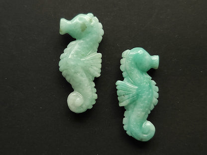 Natural Emerald Carved Sea Horse | Emerald Gemstone Carving | 15x33 MM |Hand-Carved |Carved Fish Loose Carving for Pendants & Jewelry Making