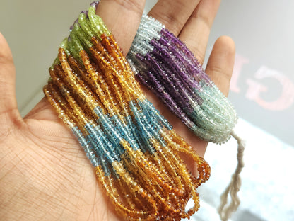 Natural Mix Semi Precious Faceted Rondelle Beads | Multi Gemstone Rondelle Beads