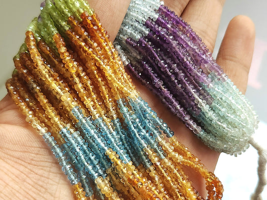 Natural Mix Semi Precious Faceted Rondelle Beads | Multi Gemstone Rondelle Beads