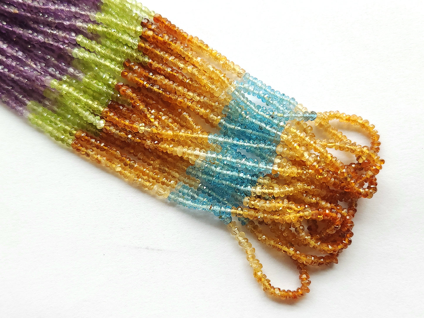 Natural Mix Semi Precious Faceted Rondelle Beads | Multi Gemstone Rondelle Beads