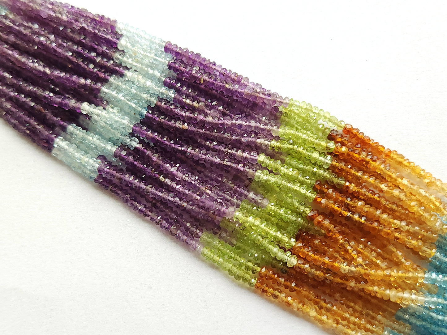 Natural Mix Semi Precious Faceted Rondelle Beads | Multi Gemstone Rondelle Beads
