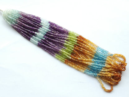 Natural Mix Semi Precious Faceted Rondelle Beads | Multi Gemstone Rondelle Beads
