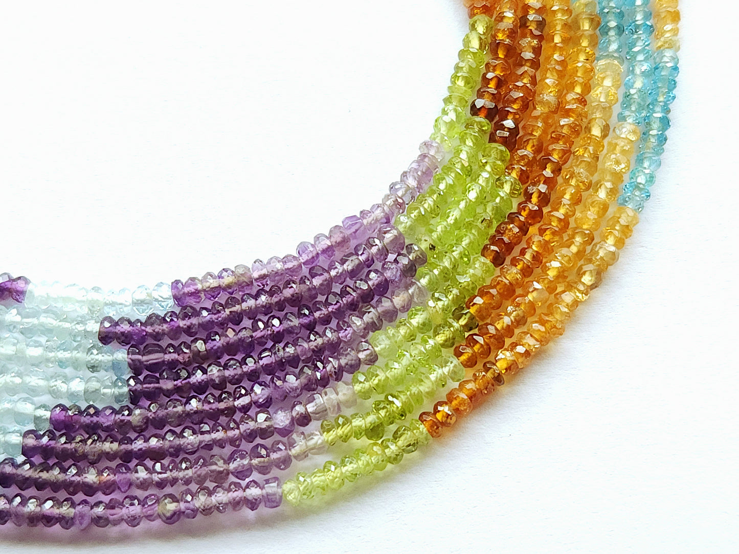 Natural Mix Semi Precious Faceted Rondelle Beads | Multi Gemstone Rondelle Beads