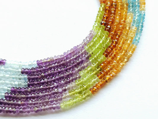 Natural Mix Semi Precious Faceted Rondelle Beads | Multi Gemstone Rondelle Beads