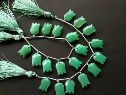 Green Quartzite Tulip Hammered Faceted Cut Beads | Flower Briolette Beads