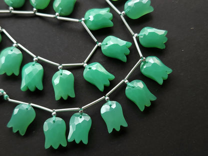 Green Quartzite Tulip Hammered Faceted Cut Beads | Flower Briolette Beads