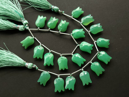 Green Quartzite Tulip Hammered Faceted Cut Beads | Flower Briolette Beads