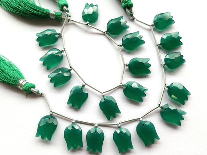 Green Quartzite Tulip Hammered Faceted Cut Beads | Flower Briolette Beads
